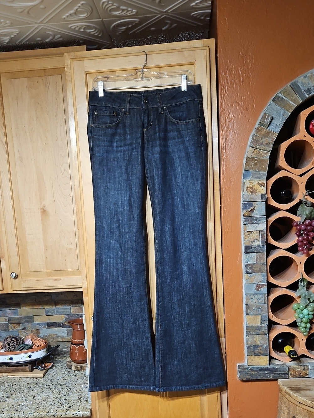Vintage 2000s Juicy Couture Low Rise Flare Jeans Distressed Blue Y2K Made In USA